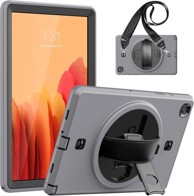 NIKCORP Robusna zaštitna maska za Samsung Galaxy Tab A7 10,4" s okretnim stalkom i naramenicom, siva